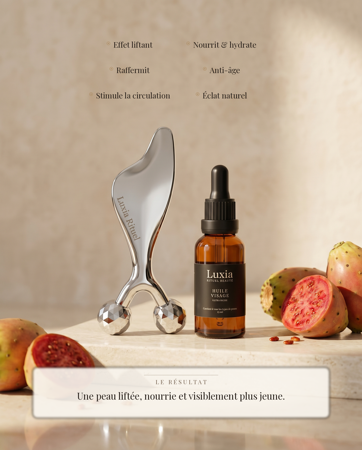Bienfaits Duo Gua-sha & Huile Luxia