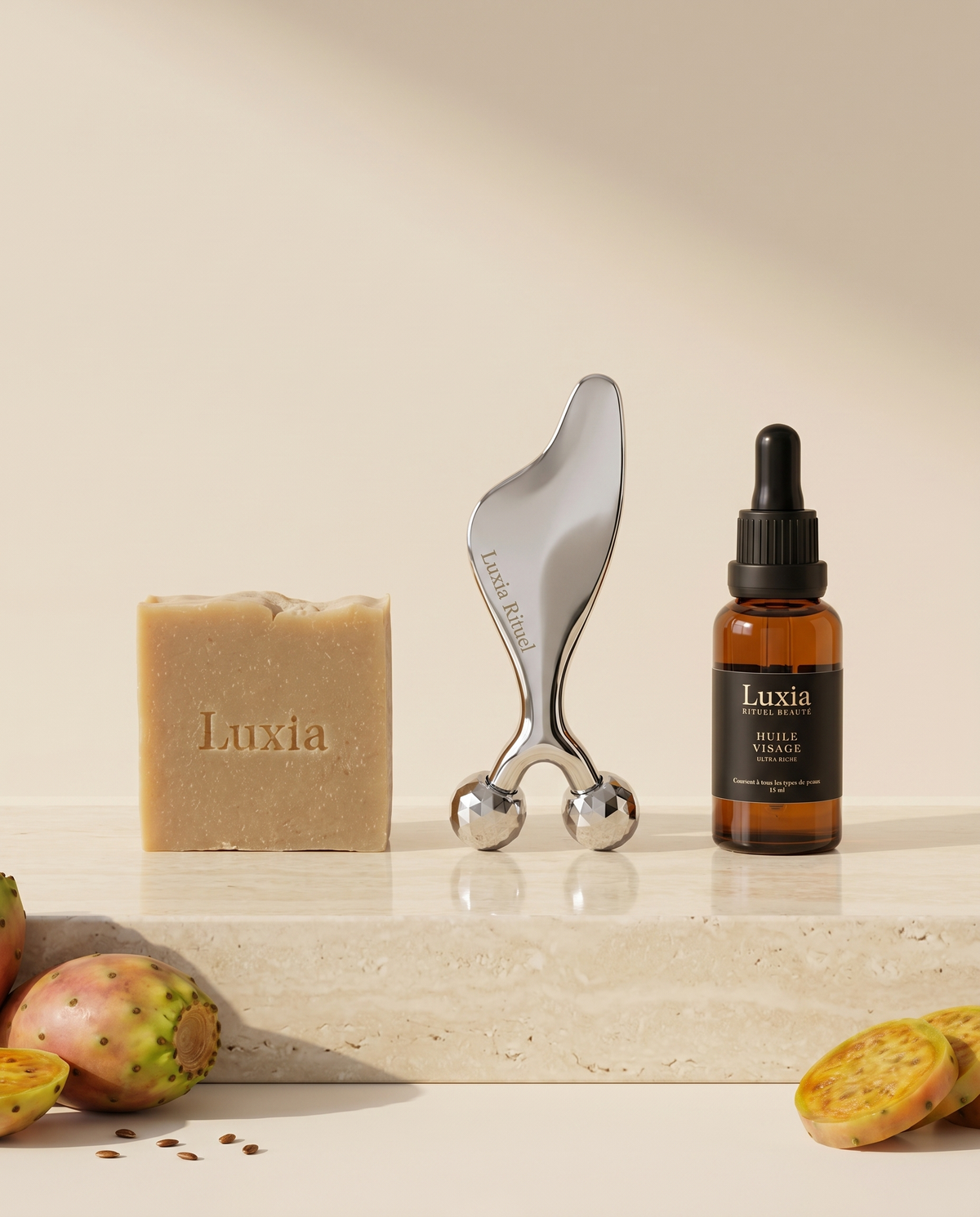 Ensemble visage Luxia - savon, gua-sha et huile